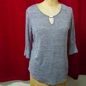 Uetra Teeze Gray keyhole 3/4 sleeve med top